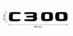 Mercedes nápis  C300 - černý lesklý 140 mm