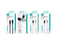 USAMS US-SJ588 Lightning suderinamas P4Y laidas greitam įkrovimui USB Type-C PD 20W su skaitmeninio ekrano šešėlių serija, 120 cm baltas