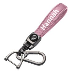 Hannah key fob, keychain, pink leather