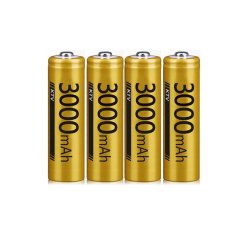 4 st DOUBLEPOW kraftfulla uppladdningsbara batterier AA 3000 mAh 1,2V Ni-Mh, 1500x laddning