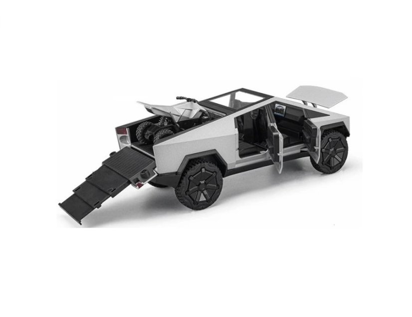 Tes Cybertruck metalen model speelgoedquad op batterijen 1:24 zilver