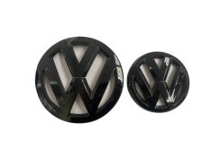 VW BORA (1998-2005) emblema delantero y trasero, logo (12,8cm a 9,3cm) - negro brillante