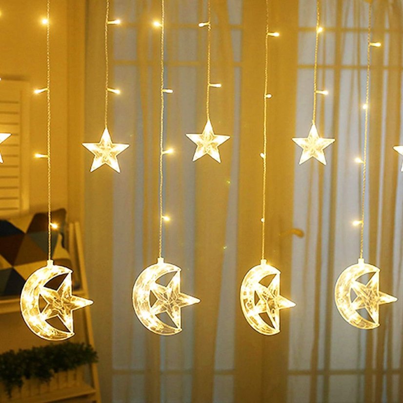 LUMA LED 138 LED light chain, hinge stars and months 3m - cable 1.5m, warm white
