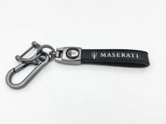 MASERATI přívěsek na klíče, klíčenka, černá kůže