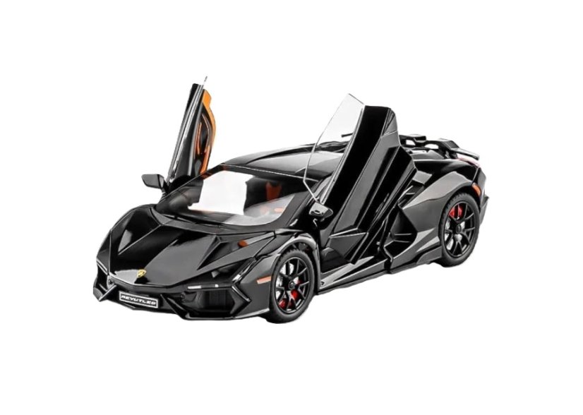 Lamborghini Revuelto metalen model speelgoedbatterijverlichting klinkt 1:24 Zwart