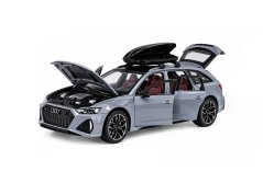 Audi RS6 modello in metallo giocattolo luci della batteria suono 1:24 Grigio