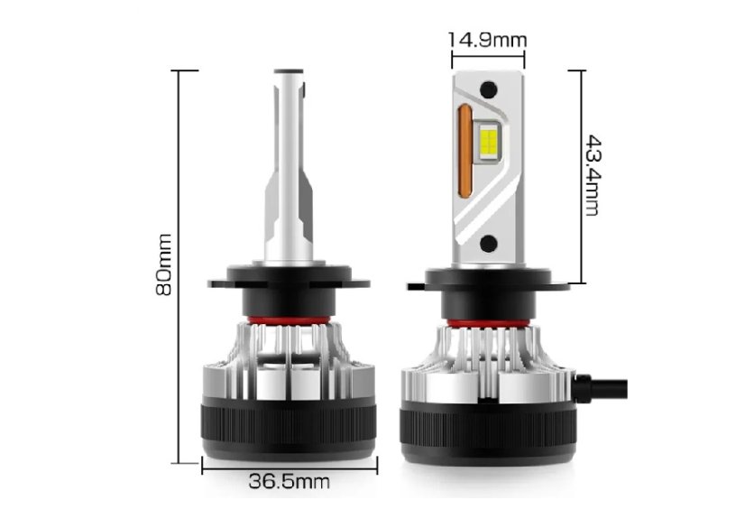 H1 front LED bulbs for headlights 55W 12V Canabus 6000LM, up to 200% more brightness