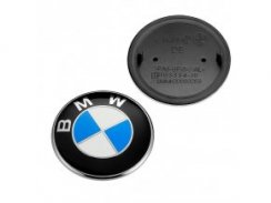 Logotyp, emblem, emblem främre huven, bakre femte dörr BMW 82mm, blå 51148132375