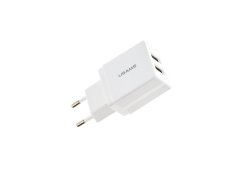 USAMS US-CC090 T24 dvigubas USB kelioninis įkroviklis 10,5 W baltas