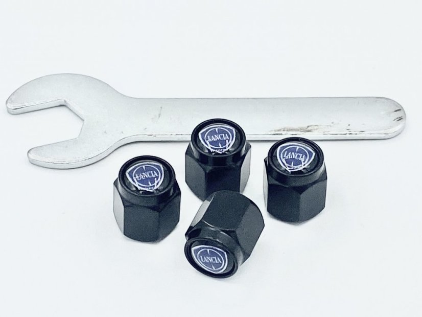4 pcs LANCIA valve caps, black valve covers