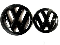 VW Touareg 2016-2018 sprednja in zadnja značka, logotip (16 cm in 13 cm) - sijajno črna