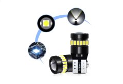 Autožárovky s LED podsvícením T10 12V 18SMD-3030 + 3014 CSP Canbus 400LM Bílá