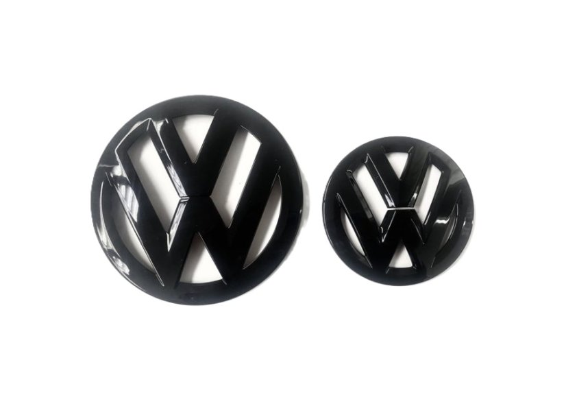 VW PASSAT B6 (2007-2011) front and rear emblem, logo (15,5cm and 11,3cm) - glossy black