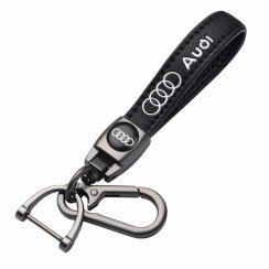 AUDI key fob, keychain black leather