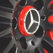 Hjul mittkapsel MERCEDES BENZ AMG 75mm svart röd A0004000900