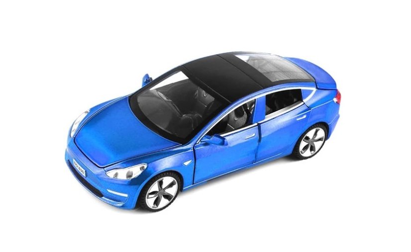 Tes model 3 toy metal model battery lights sound 1:32 Blue