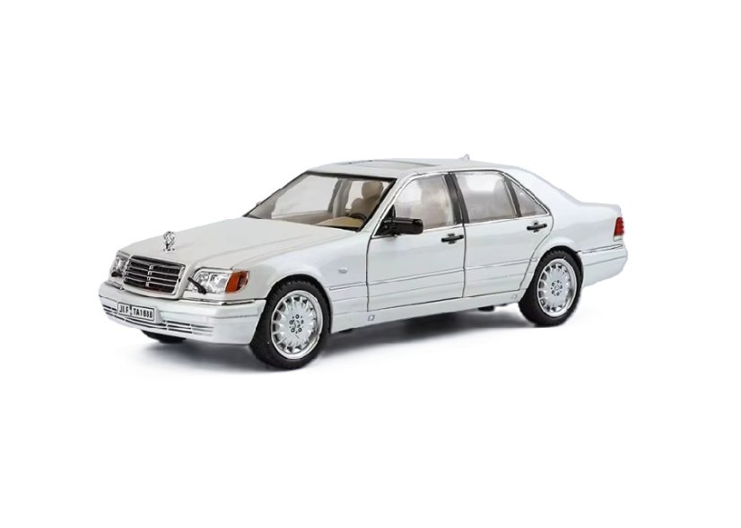 Mercedes Benz S W140 metalen model speelgoedbatterijverlichting klinkt 1:24 Wit