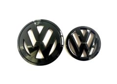VW PASSAT CC (2008-2012) front and rear emblem, logo (15,4cm and 11,2cm) - black glossy
