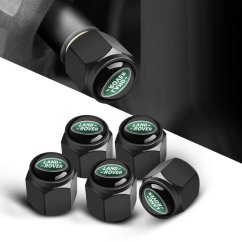 4 pcs LAND ROVER valve caps, black valve covers green logo