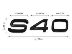 Volvo S40 rear trunk lid lettering - glossy black (12.3cm)
