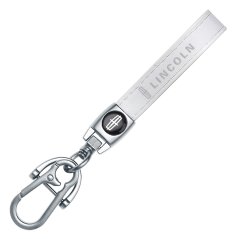 LINCOLN key fob, keychain white leather