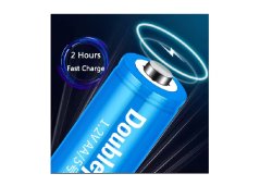 4ks DOUBLEPOW výkonné nabíjecí baterie AA 1300 mAh 1,2V Ni-Mh, 1500x nabití
