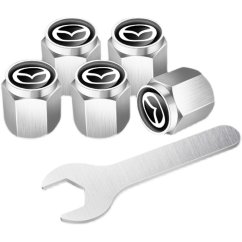 4 pcs MAZDA valve caps, valve covers silver/chrome