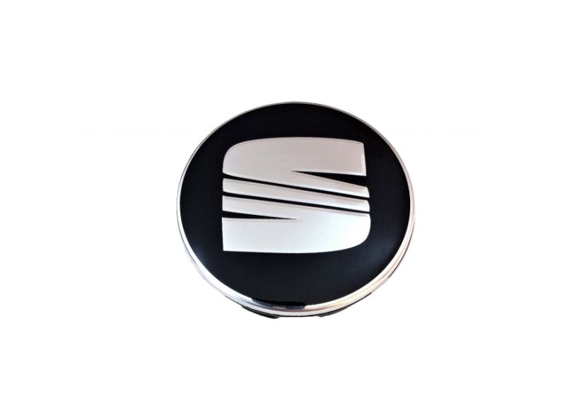 Wheel center cap SEAT 56mm black chrome old logo 5F0601171