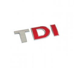 VW TDI nápis zadní chrom červená 76 mm