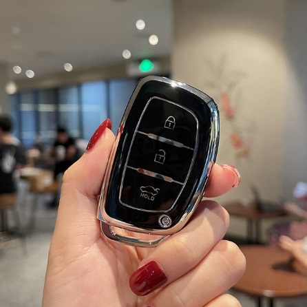 LUXURY key cover for HYUNDAI cars black glossy/chrome