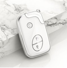 LUXURY key cover for LEXUS cars white glossy/Chrome