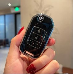 LUXURY key cover for HONDA cars black glossy/chrome