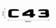 Mercedes nápis  C43 - černý lesklý 108mm