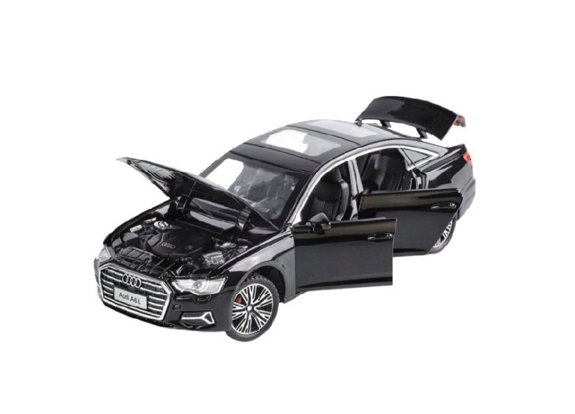 Audi A6 metalen model speelgoedbatterijverlichting klinkt 1:32 Zwart