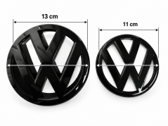 VW Eos 2011-2015, predný a zadný znak, logo (13cm a 11cm) - čierna lesklá (náhrada)