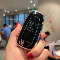 LUXURY key cover for FORD cars black glossy/chrome