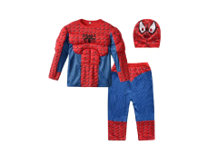 Kinder Spiderman met spieren kostuum maat S 110 cm