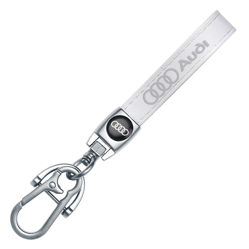 AUDI key fob, keychain white leather