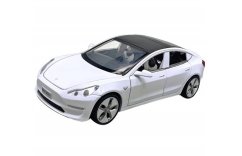 Tesla model 3 toy metal model battery lights sound 1:32 white