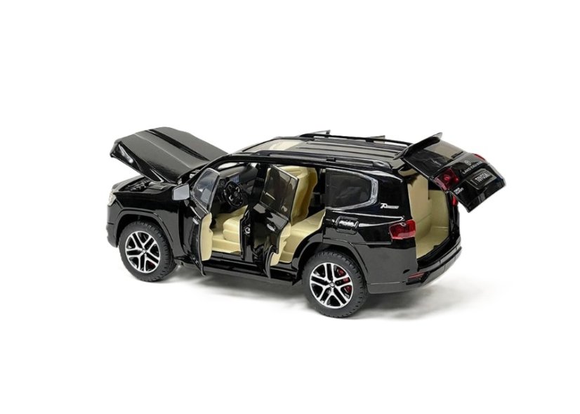 Toyota Land Cruiser LC300 metalen model speelgoedbatterijverlichting klinkt 1:24 Zwart