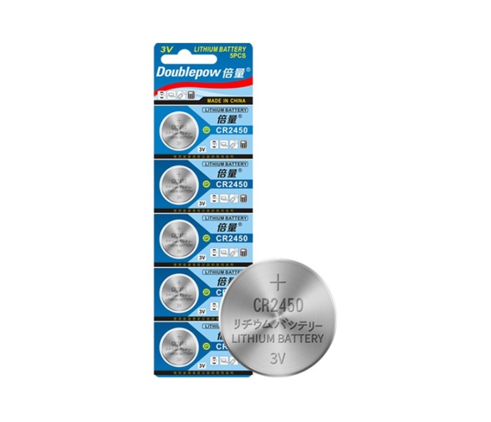 5x DOUBLEPOW CR2450 3V lithium batteries