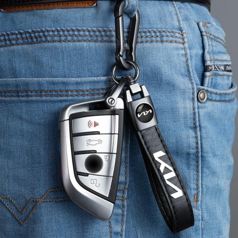 KIA key fob, keychain black leather