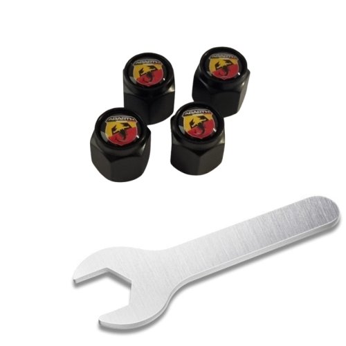 4 pcs FIAT ABARTH valve caps, black valve covers