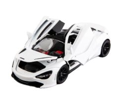 McLaren 720s leksak metall modell batteridrivna lampor ljud 1:32 vit