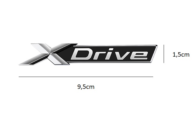 BMW XDrive inscription - chrome - black matt (9.5x1.5cm)