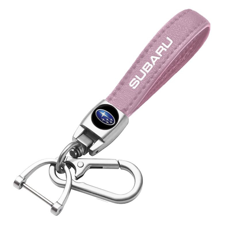 SUBARU key fob, keychain, pink leather
