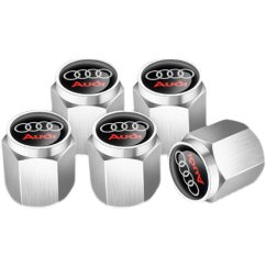 4 pcs AUDI valve caps, valve covers silver/chrome