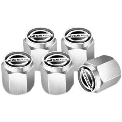 4 pcs NISSAN valve caps, valve covers silver/chrome