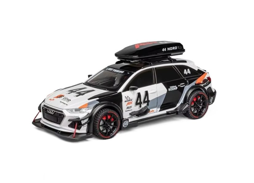 Audi RS6 DTM RACING metalen model speelgoedbatterijverlichting klinkt 1:24 Wit