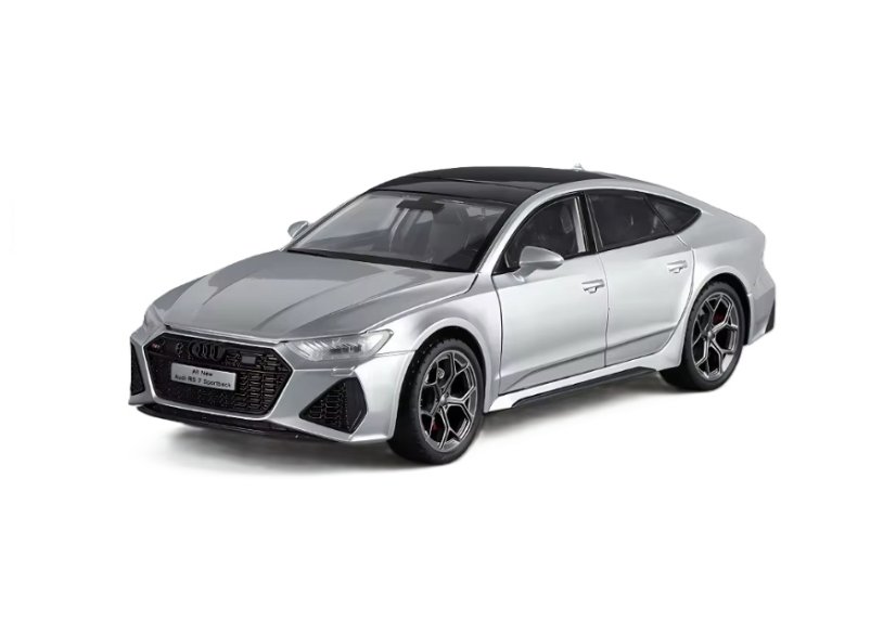 Audi RS7 speelgoed metalen model verlichting op batterijen geluid 1:24 Zilver